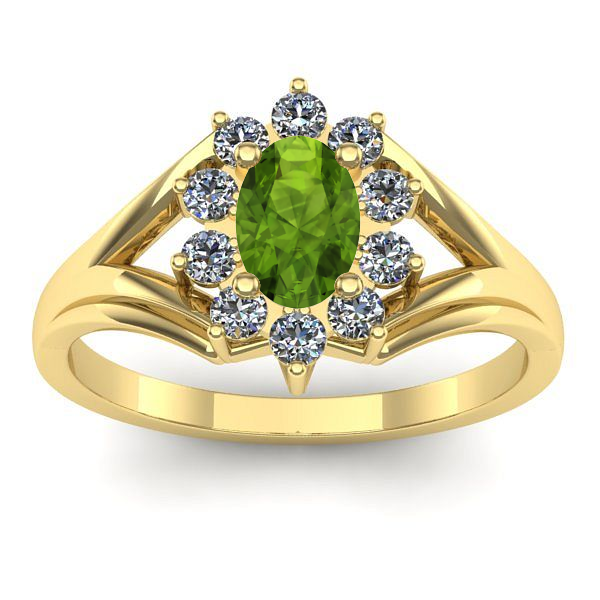 Inel de logodna cu peridot oval