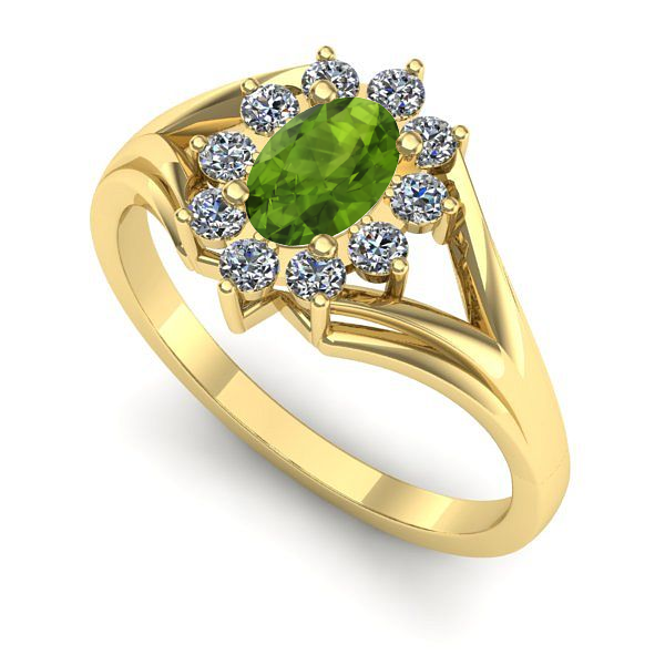 Inel logodna din aur galben cu peridot