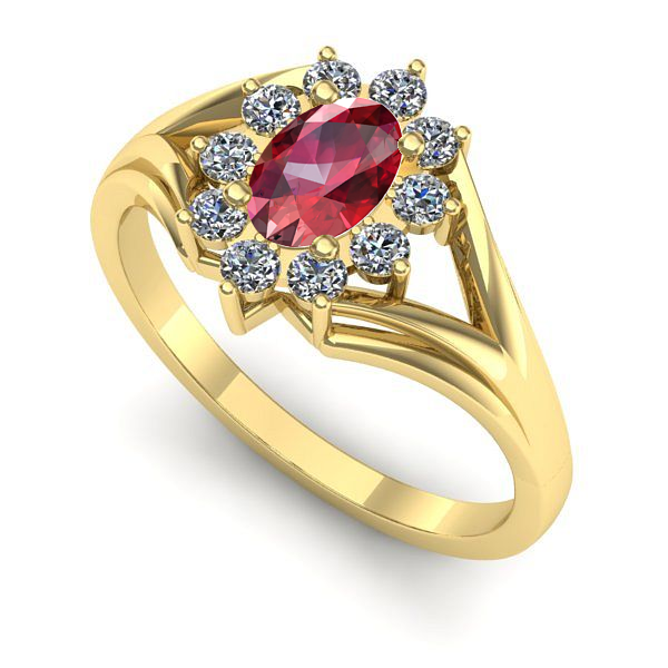 Inel de logodna din aur galben cu rubin