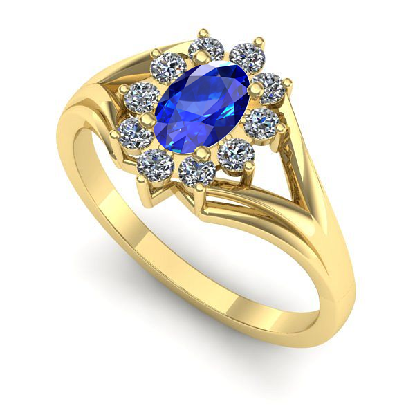 Inel din aur galben cu safir