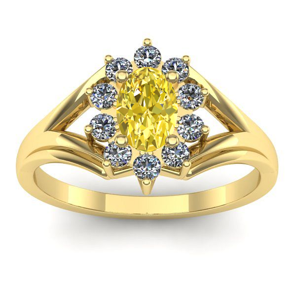 Inel logodna cu safir galben oval