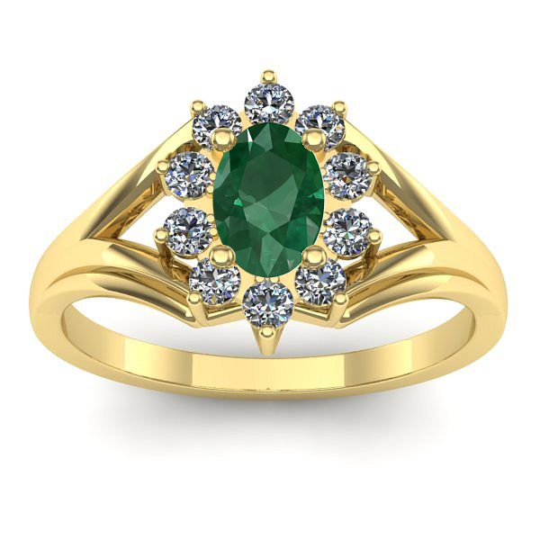 Inel de logodna cu smarald oval