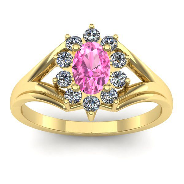 Inel logodna cu safir roz oval