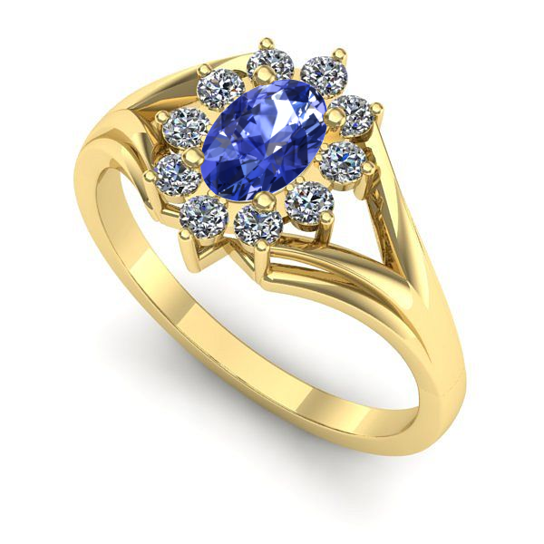 Inel de logodna din aur galben cu tanzanit