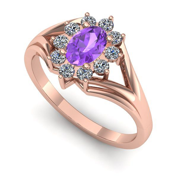 Inel din aur roz cu ametist