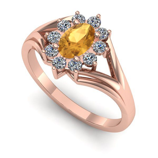 Inel de logodna din aur roz cu citrin