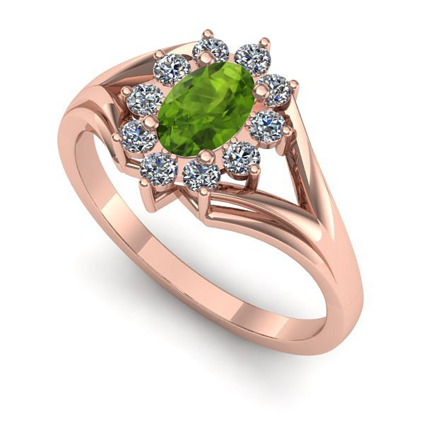 Inel din aur roz cu peridot