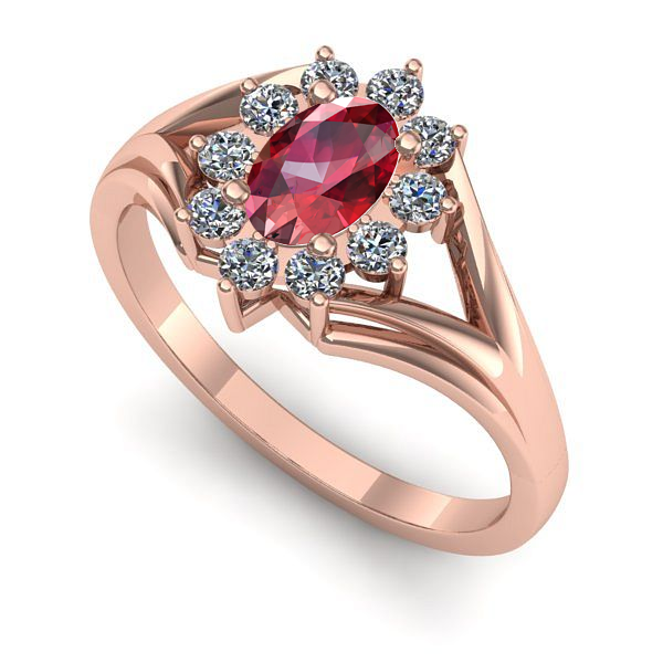 Inel din aur roz cu rubin