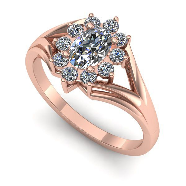 Inel de logodna din aur roz cu safir alb