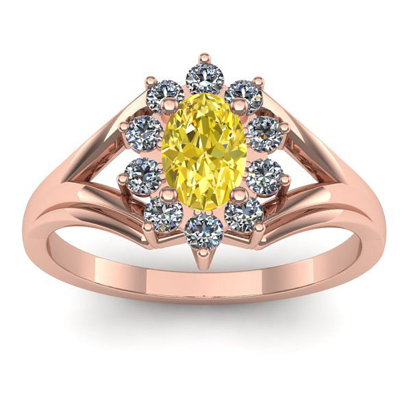 Inel logodna cu safir galben oval