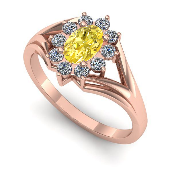 Inel din aur roz cu safir galben