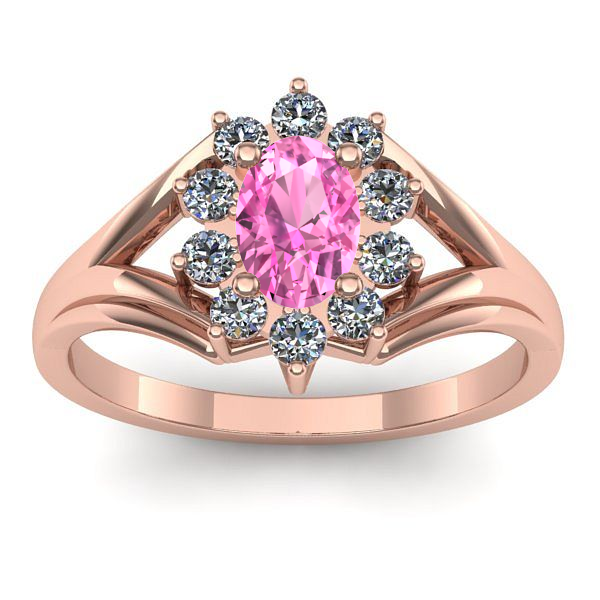 Inel logodna cu safir roz oval