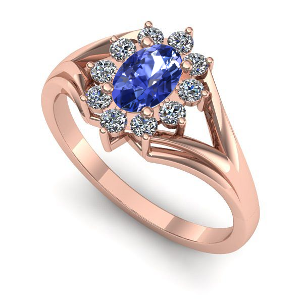 Inel din aur roz cu tanzanit