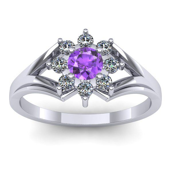 Inel logodna cu ametist rotund