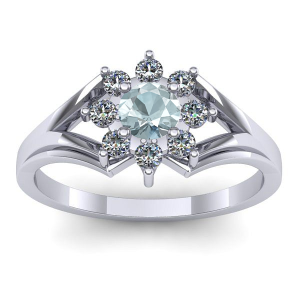 Inel cu aquamarin rotund