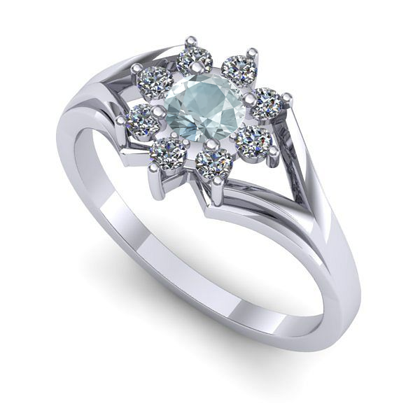 Inel de logodna din aur alb cu aquamarin