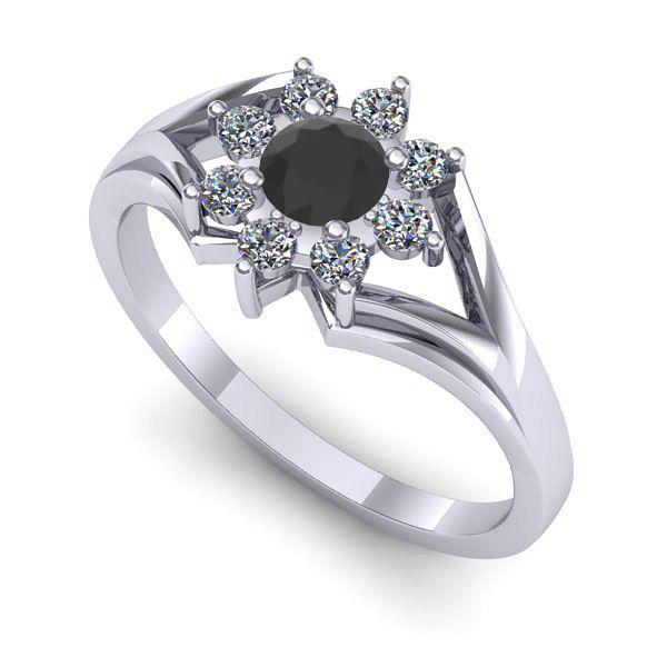 Inel din aur alb cu diamant negru