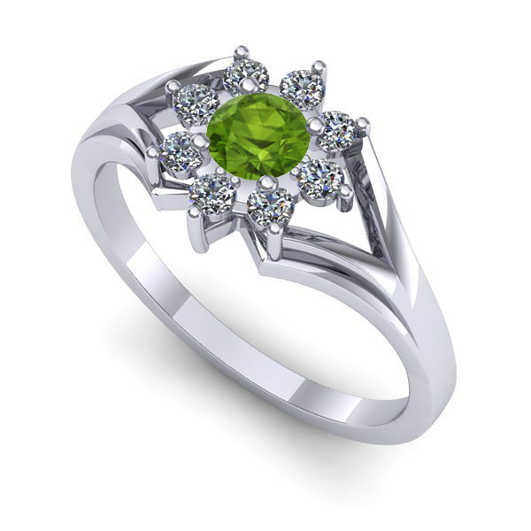 Inel de logodna din aur alb cu peridot