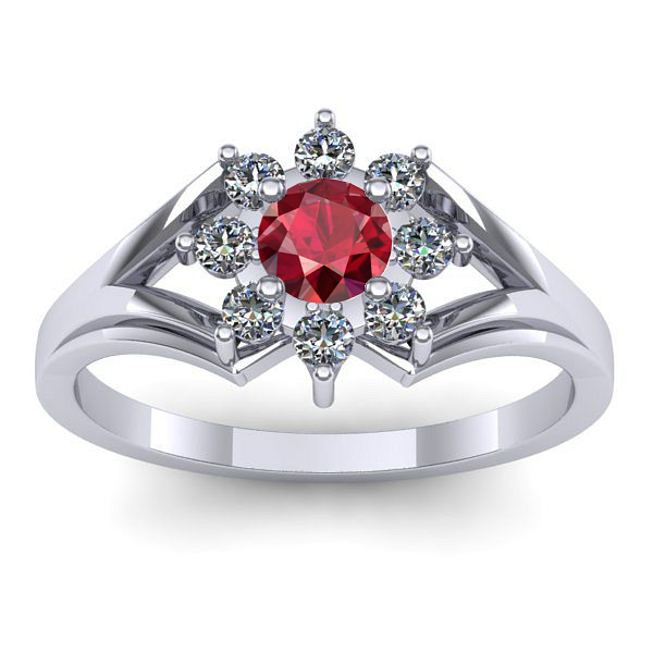 Inel de logodna cu rubin rotund
