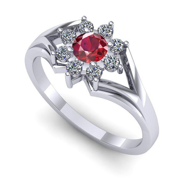 Inel din aur alb cu rubin