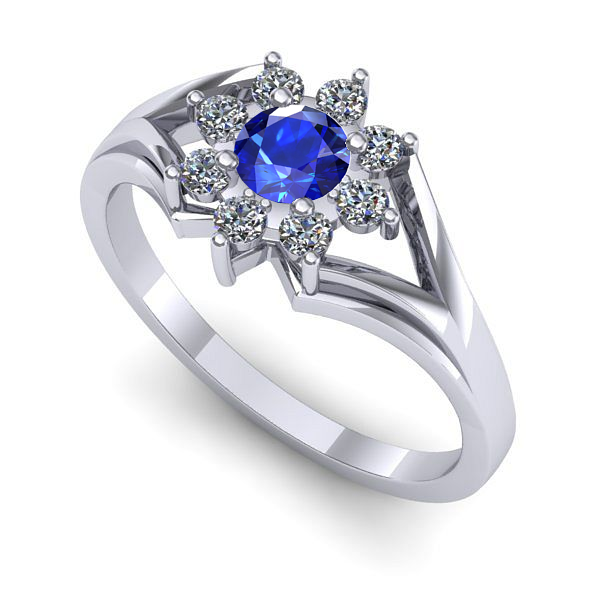 Inel logodna din aur alb cu safir