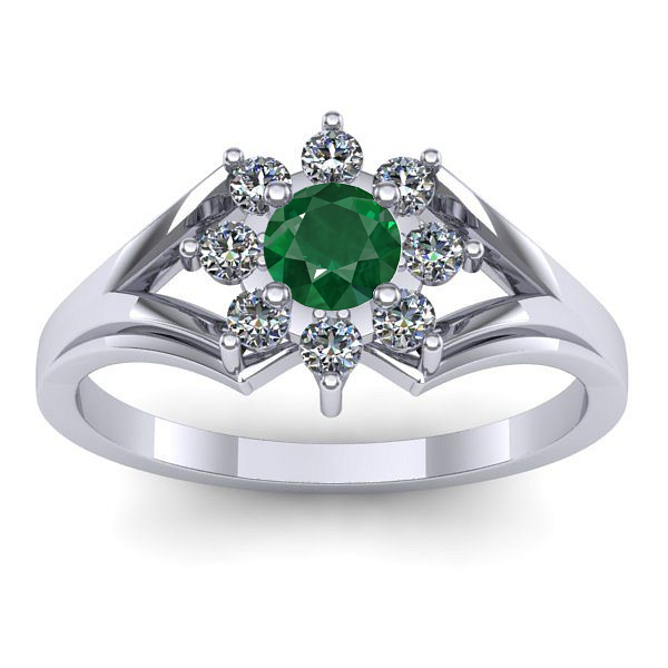 Inel de logodna cu smarald rotund