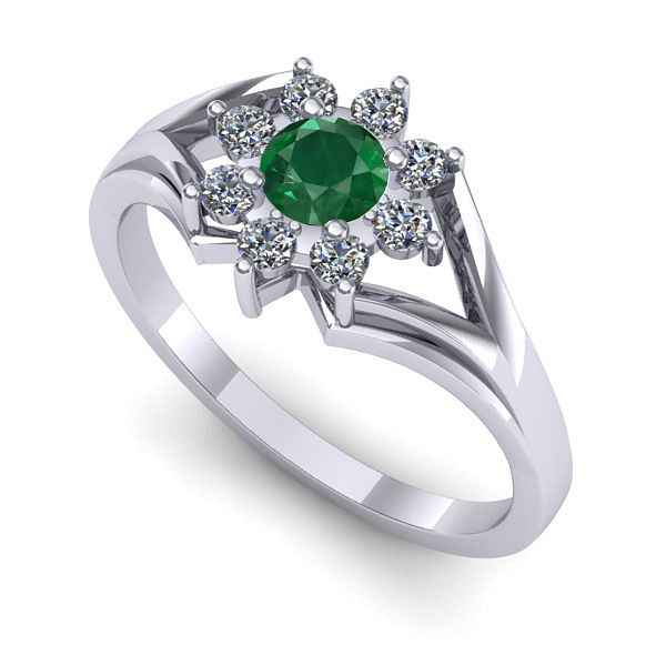 Inel din aur alb cu smarald