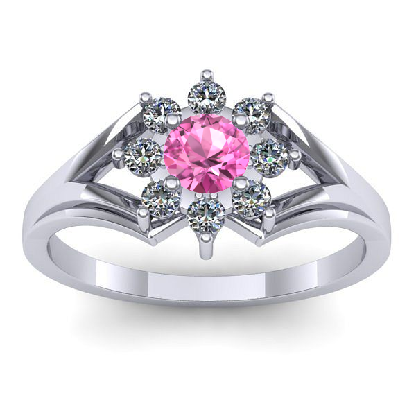 Inel de logodna cu safir roz rotund