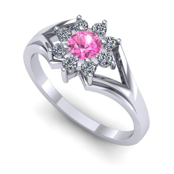 Inel din aur alb cu safir roz