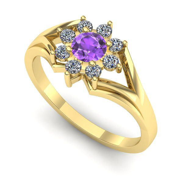 Inel din aur galben cu ametist