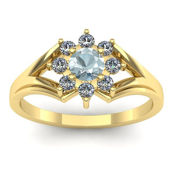 Inel cu aquamarin rotund