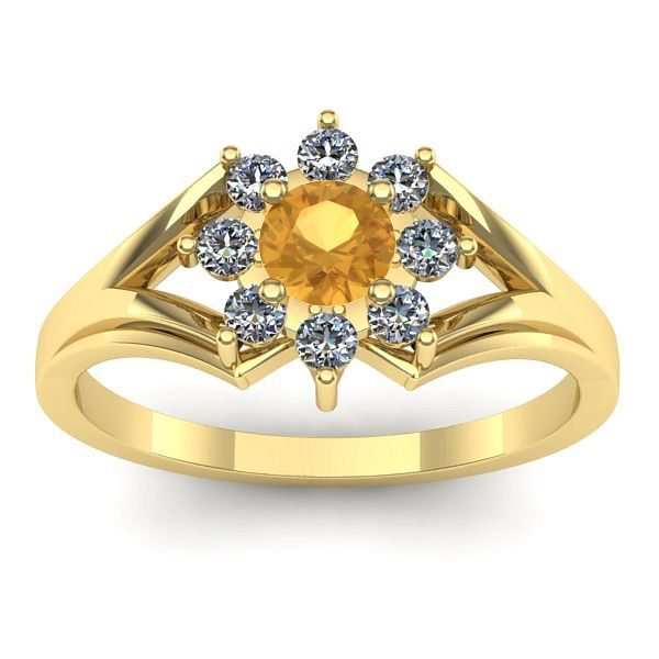 Inel logodna cu citrin rotund