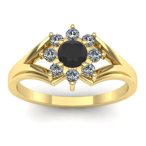 Inel logodna cu diamant negru rotund