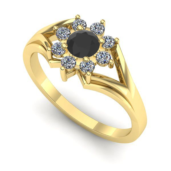 Inel logodna din aur galben cu diamant negru