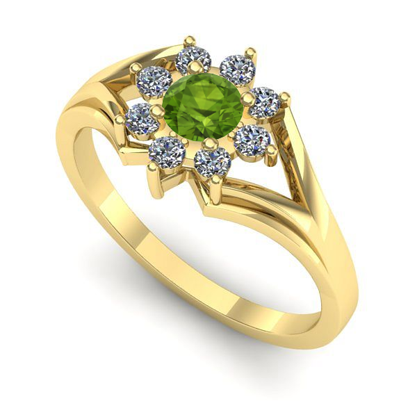 Inel logodna din aur galben cu peridot