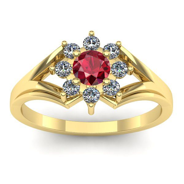 Inel de logodna cu rubin rotund