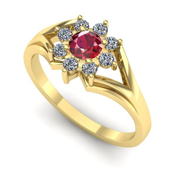 Inel logodna din aur galben cu rubin