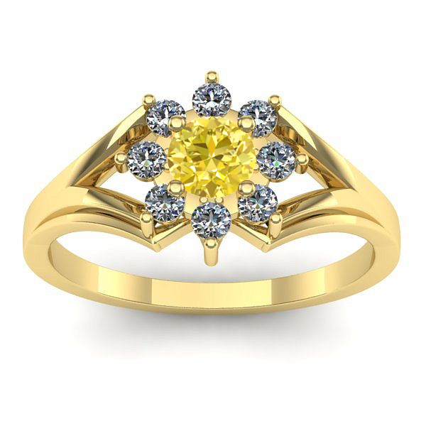 Inel logodna cu safir galben rotund