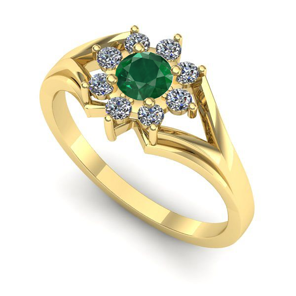 Inel din aur galben cu smarald