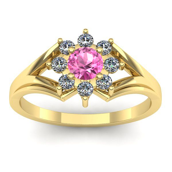 Inel cu safir roz rotund