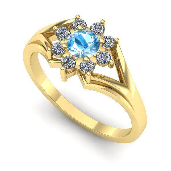Inel de logodna din aur galben cu topaz blue