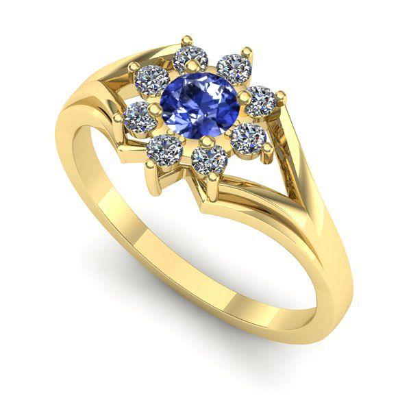 Inel din aur galben cu tanzanit