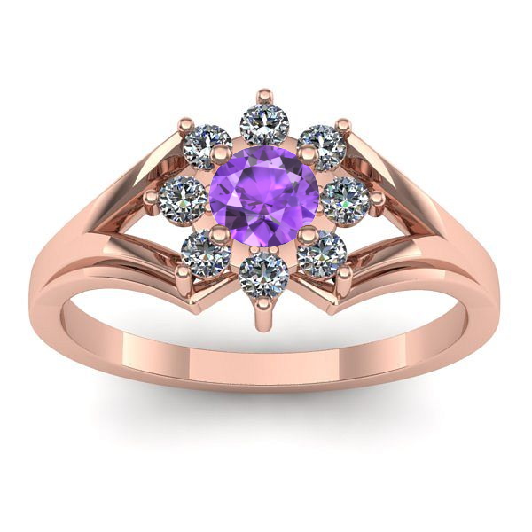 Inel cu ametist rotund