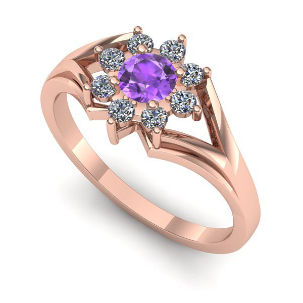 Inel din aur roz cu ametist