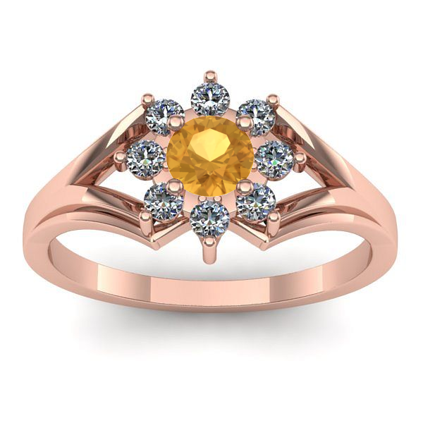 Inel logodna cu citrin rotund