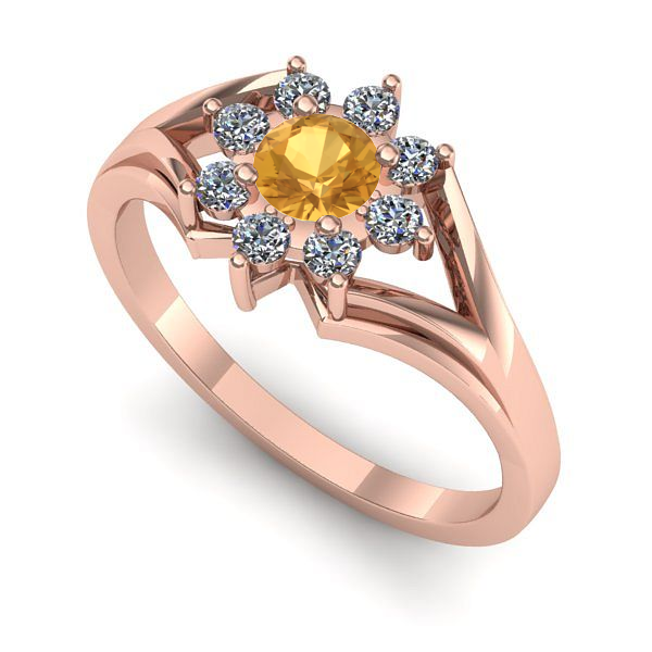 Inel logodna din aur roz cu citrin