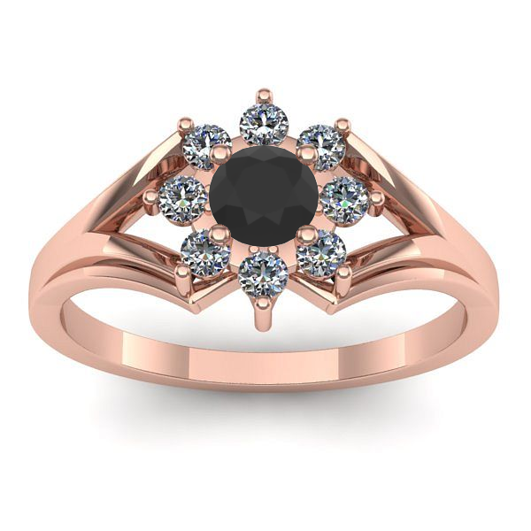 Inel de logodna cu diamant negru rotund