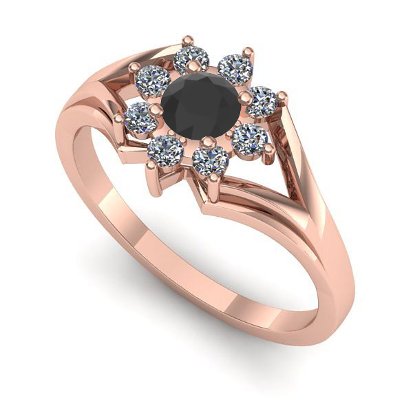 Inel de logodna din aur roz cu diamant negru