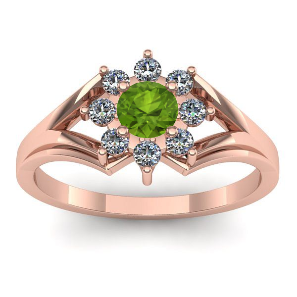 Inel de logodna cu peridot rotund