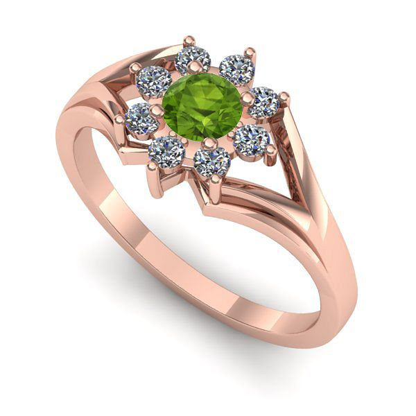 Inel din aur roz cu peridot